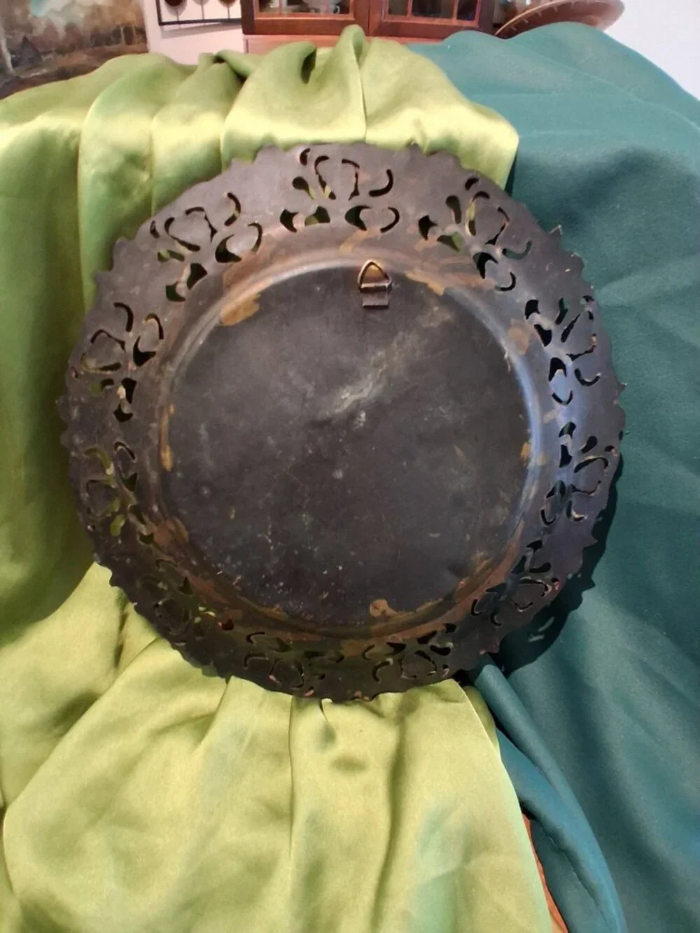 Vintage Egyptian Revival Brass & Copper Pierced Wall Plate Charger